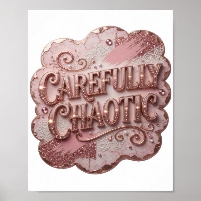 Chic Pink SORGFÄLTIG CHAOTISCH Poster (Vorne)