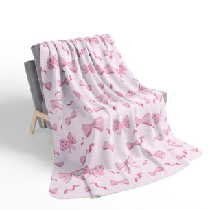 Chic Pink Stilvolle Coquette Bow Wiederholungsmust Sherpadecke