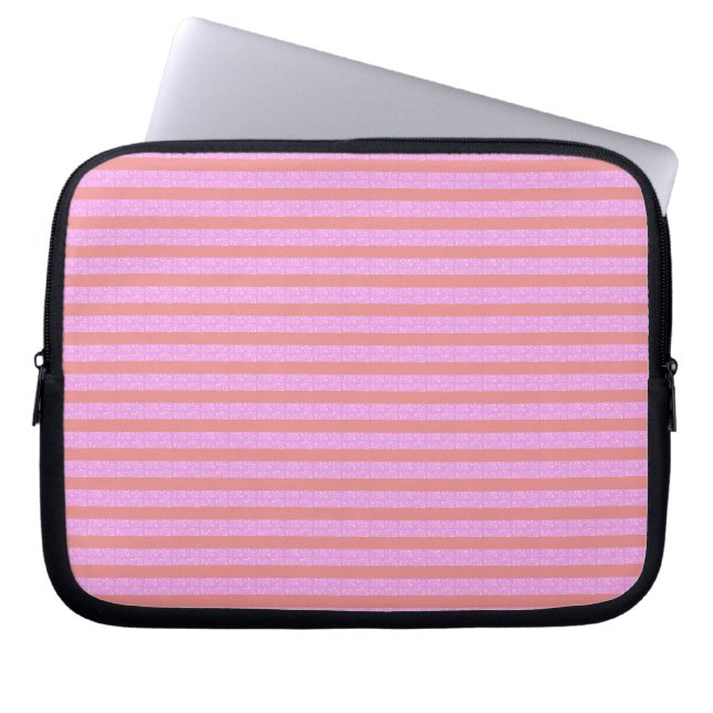 Chic Pink Stripes Geometric Electronics Bag Laptopschutzhülle (Vorderseite)