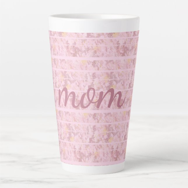 Chic Pink Stripes Mit Monogramm Milchtasse (Vorderseite)