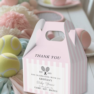 Chic Pink Stripes Tennis Baby Dusche Danke Geschenkschachtel