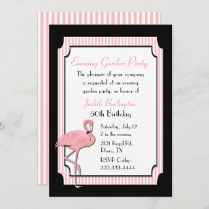 Chic Pink und Black Flamingo Party Einladung