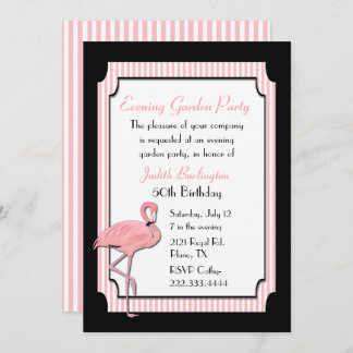 Chic Pink und Black Flamingo Party Einladung