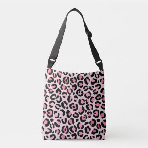 Chic Pink und Black Leopard Print Tragetaschen Mit Langen Trägern