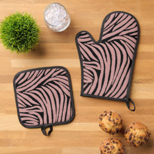 Chic Pink und Black Zebra Print Ofenhandschuh & Topflappen-Set