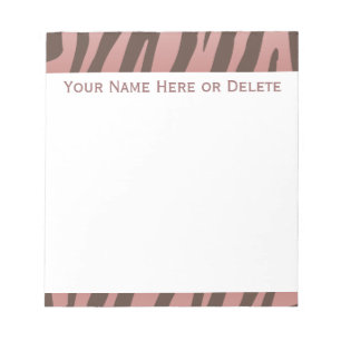 Chic Pink und Brown Zebra Streifen Notizblock