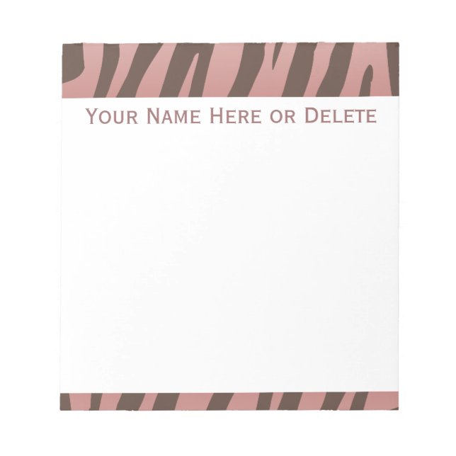 Chic Pink und Brown Zebra Streifen Notizblock (Vorderseite)