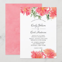 Chic Pink und Coral Watercolor Dahlias Wedding