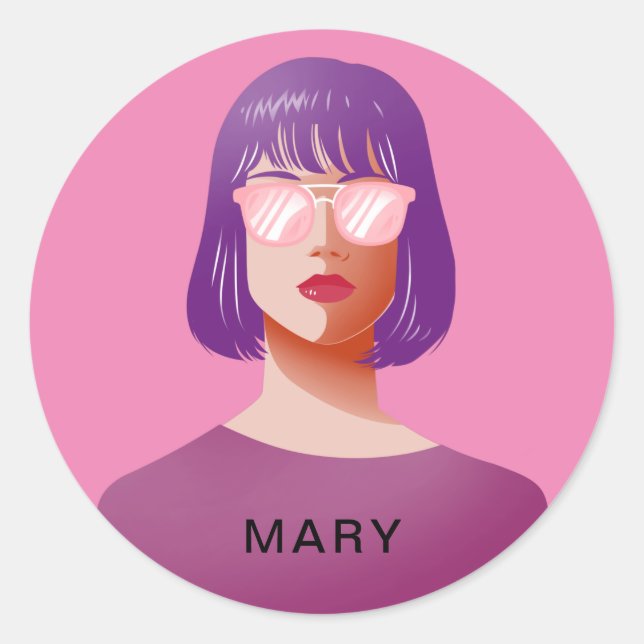 Chic pink und elegant runder aufkleber (Vorderseite)