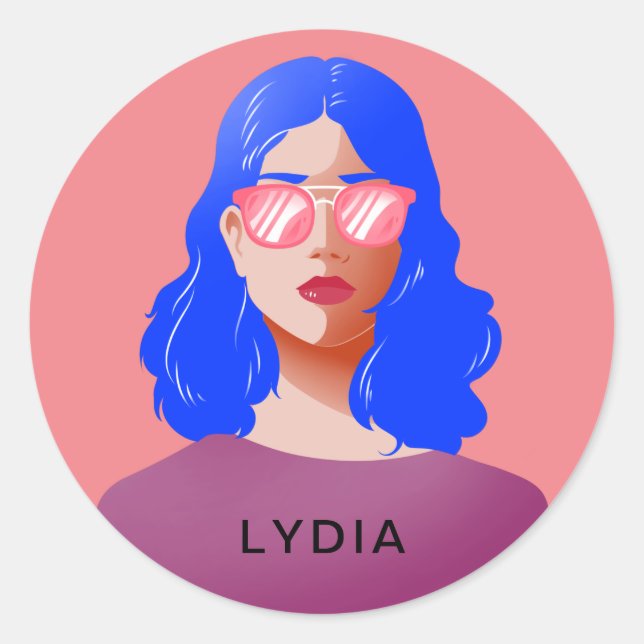 Chic pink und elegant runder aufkleber (Vorderseite)