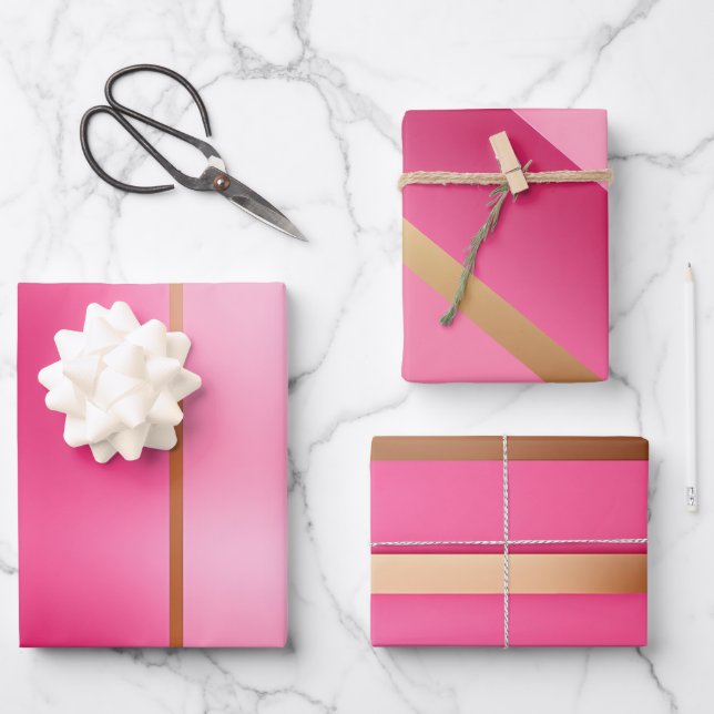 Chic Pink und Gold Geschenkpapier Set (Vorderseite)
