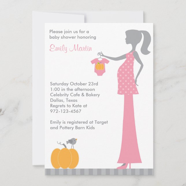Chic Pink und Gray Mama to be Invitations Einladung (Vorderseite)