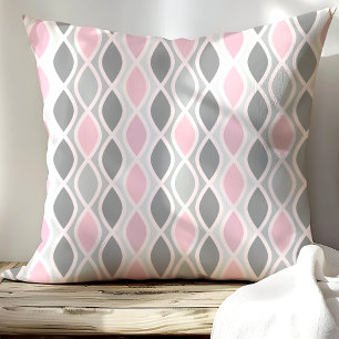 Chic Pink und Gray Trellis Muster Kissen