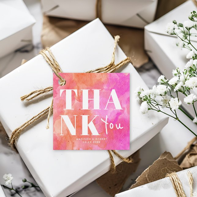 Chic Pink und Orange Bold Vielen Dank für Ihre Hoc Geschenkanhänger (Von Creator hochgeladen)