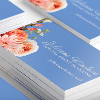 Chic Pink und Peach Blume auf Periwinkle Visitenkarte