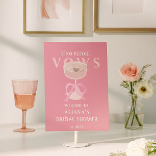 Chic Pink Vino Before Vows Willkommens-Junggeselli Sockelschild