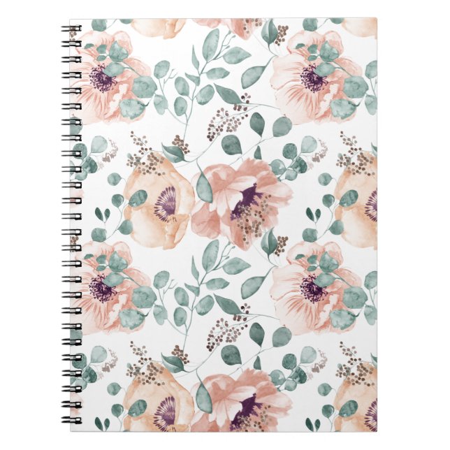 Chic Pink Watercolor Blume Notebook Notizblock (Vorderseite)