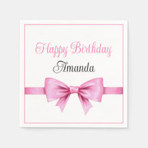 Chic Pink Watercolor Bow Sweet 16 Birthday