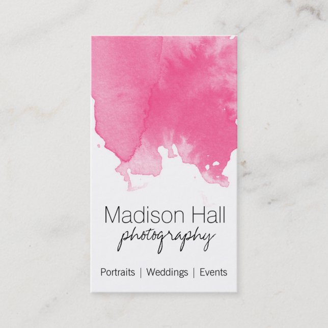 Chic Pink Watercolor Business Card Visitenkarte (Vorderseite)