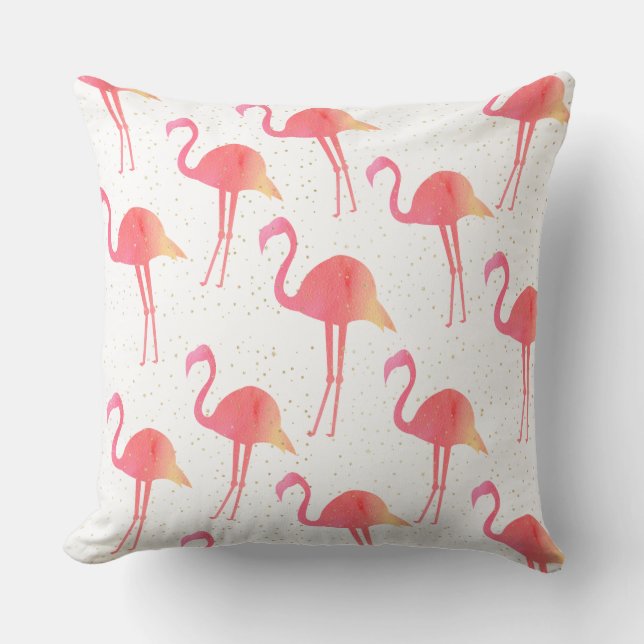 Chic Pink Watercolor Flamingo Muster Kissen (Vorderseite)