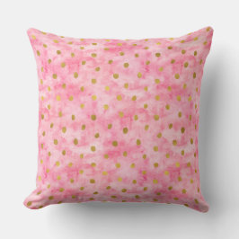 Chic Pink Watercolor Gold Confetti Kissen