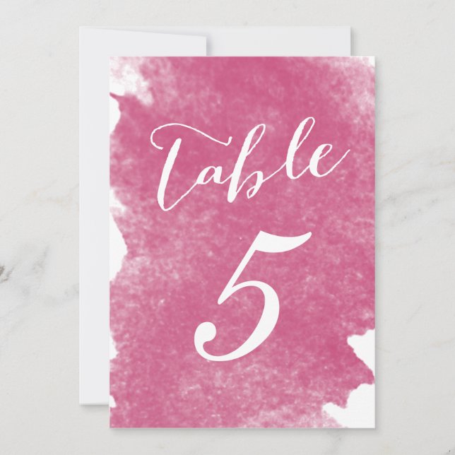 CHIC PINK WATERCOLOR TISCHNUMMER CARDS (Vorderseite)