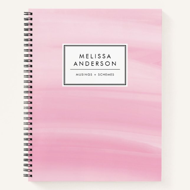 Chic Pink Watercolor Wash Modern Notizbuch (Vorderseite)