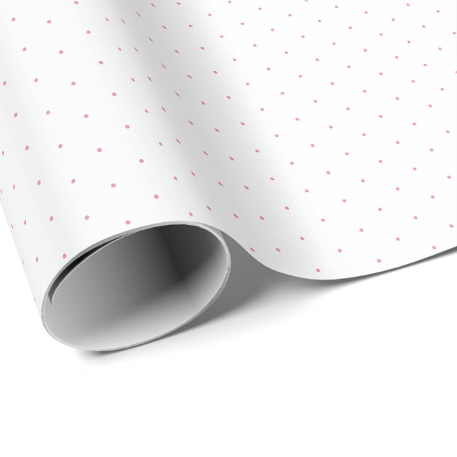 Chic pink weiß winzige Polka-Punkte-Muster Geschen Geschenkpapier (Rolleneckpunkt)