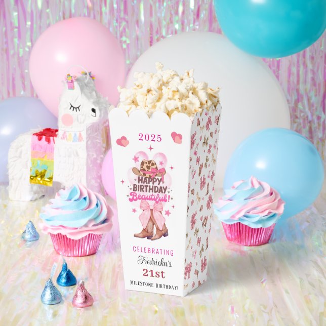 Chic Pink Western Cowgirl Happy Birthday Beautiful Geschenkschachtel (Party)