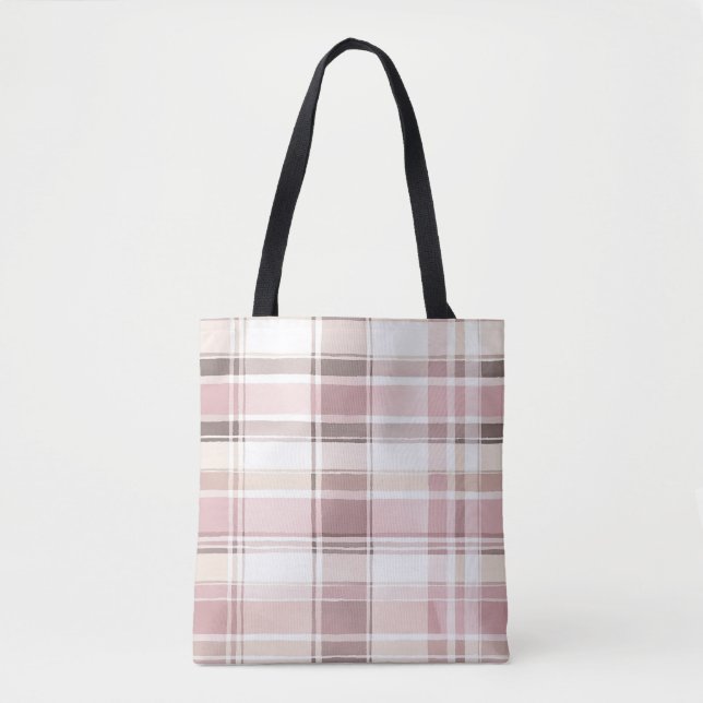 Chic Pink White Cream Karierte Streifen (Vorderseite)