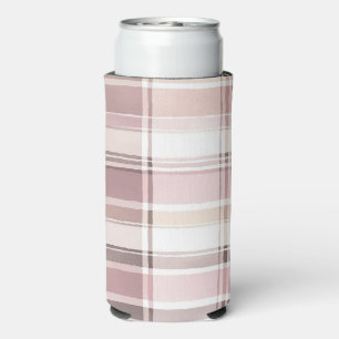 Chic Pink White Cream Karierte Streifen Selters Dosenkühler
