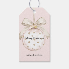 Chic Pink White Dots Bow Ornament Weihnachten Geschenkanhänger