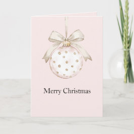 Chic Pink White Dots Bow Ornament Weihnachten Karte
