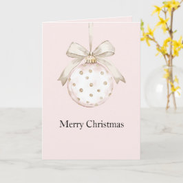 Chic Pink White Dots Bow Ornament Weihnachten Karte