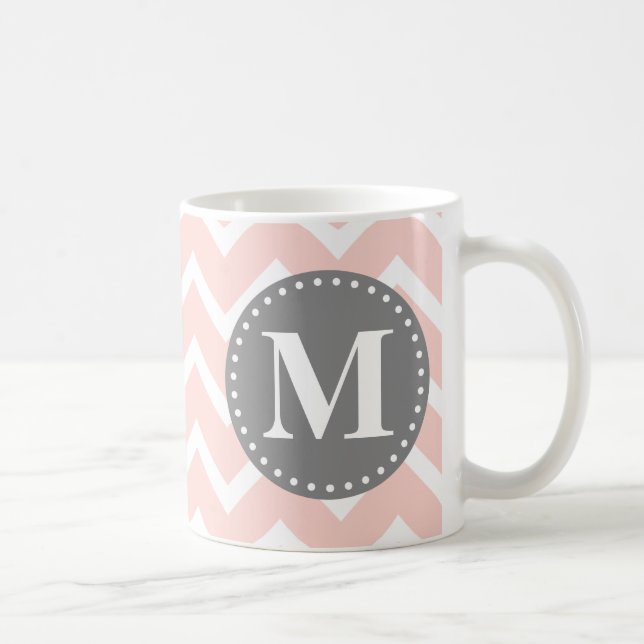 Chic Pink White Grey Zigzag Zickzack Tasse (Rechts)