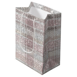 Chic Pink White Kariert Stripes Christmas Sparkor Mittlere Geschenktüte