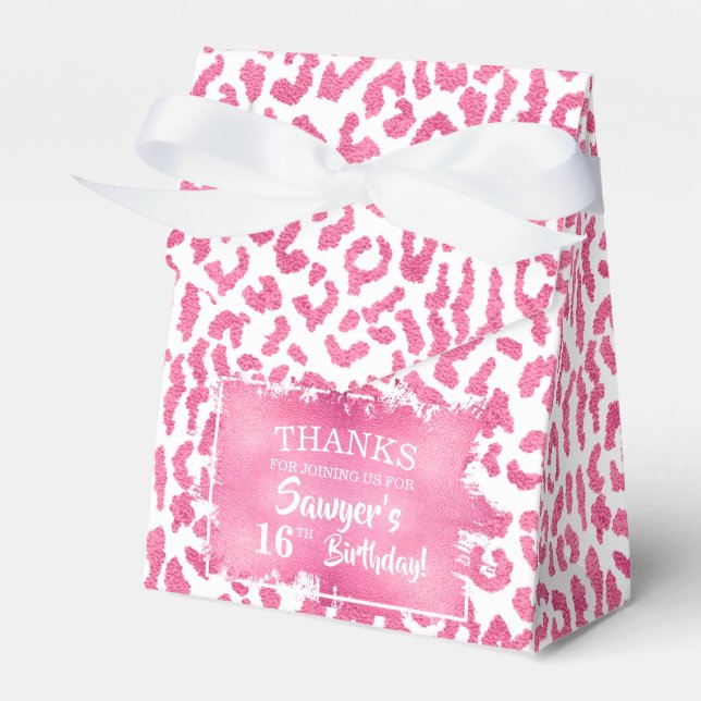 Chic Pink White Leopard Print Geschenkschachtel (Vorderseite)