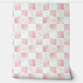 Chic Pink White Squares Tapete