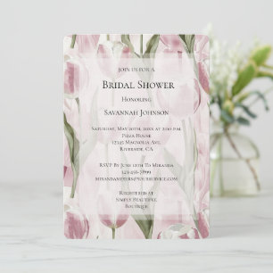 Chic Pink White Tulip Blume Brautparty Einladung