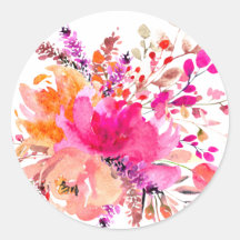 Chic Pink White Watercolor Floral Elegante Hochzei