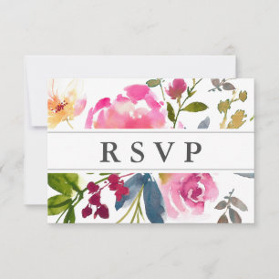 Chic Pink Wildblume Wedding RSVP Card Karte