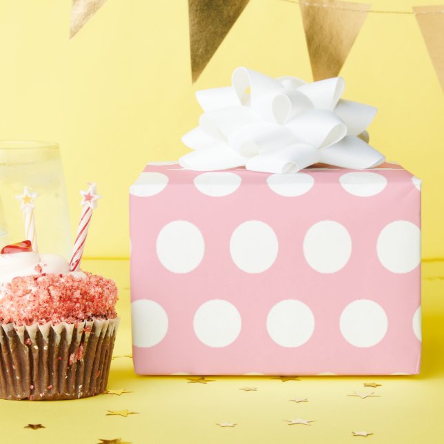 Chic Pink Wrapping Paper mit weißem Punkt Geschenkpapier (Geburtstagsparty)