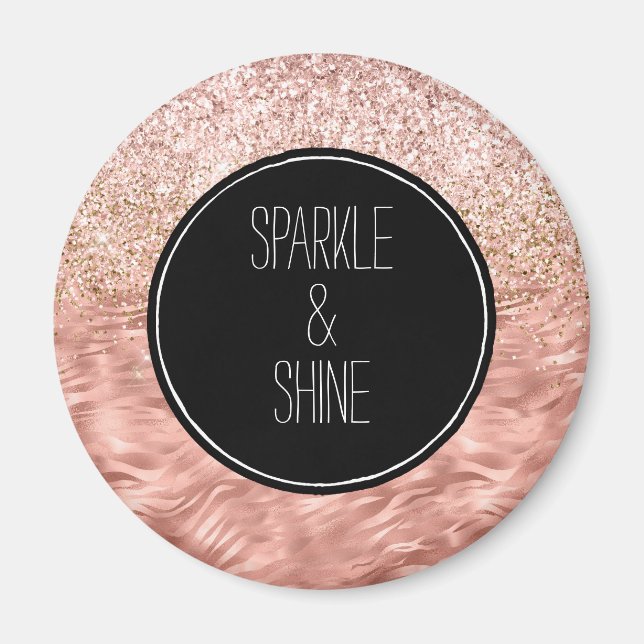 Chic Pink Zebra Print Glitz Magnet (Vorne)