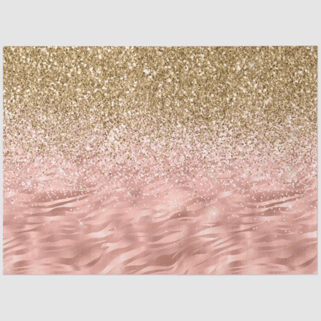 Chic Pink Zebra Print Glitz Seidenpapier (Vorderseite)