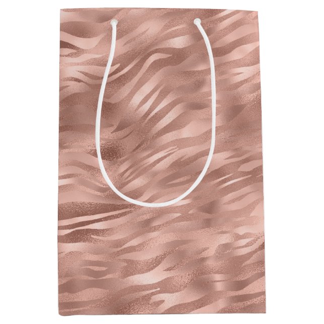 Chic Pink Zebra Streifen Mittlere Geschenktüte (Vorderseite)