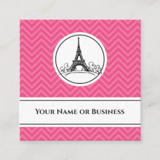 Chic Pink Zickzack Eiffel Tower Paris Frankreich Quadratische Visitenkarte