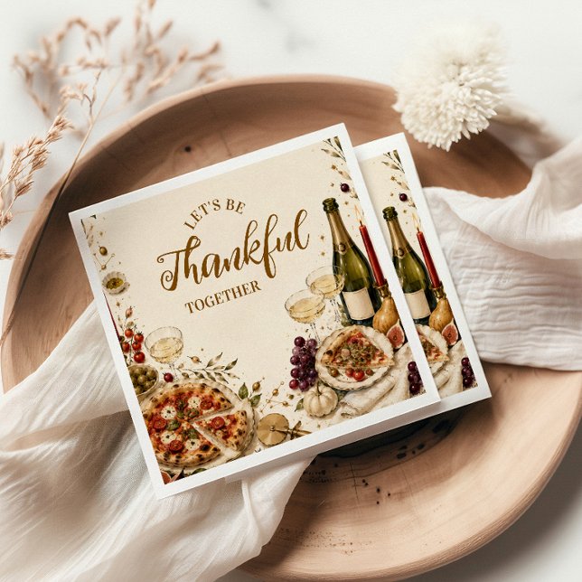 Chic Pizza & Prosecco Friendsgiving Serviette (Von Creator hochgeladen)