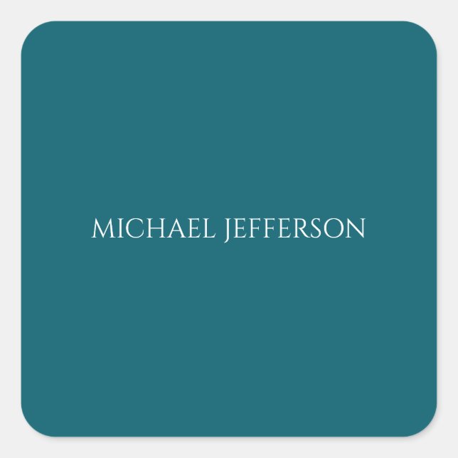 Chic Plain Dark Teal Color Personalized Custom Quadratischer Aufkleber (Vorderseite)