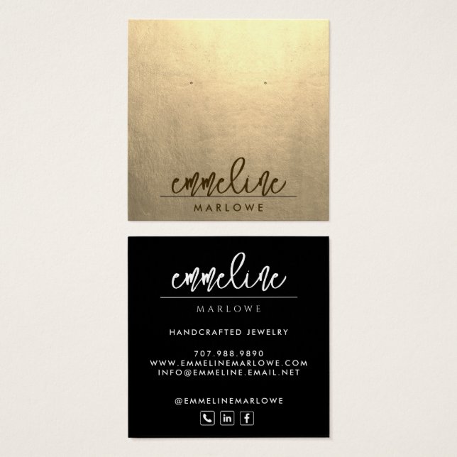 Chic Platinum Minimalist Black Earring Jewelry (Vorne & Hinten)