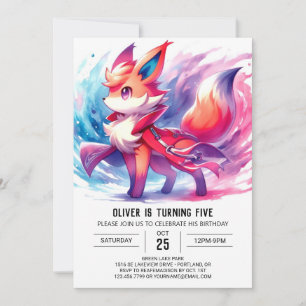 Chic Playful Fox Geburtstag Einladung